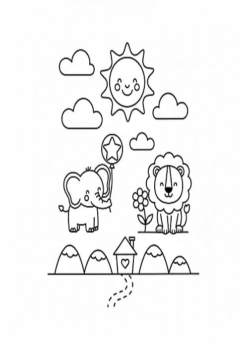 Safir Design Okul Öncesi Dev Boyama Rulosu Alternatifi 8’li Set Hayvanlar ve Doğa Temalı