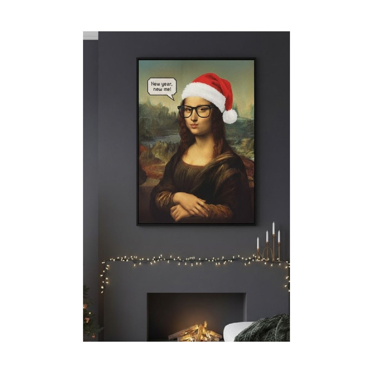 Safir Design Lüks Kırmızı ve Siyah Pop Art Mona Lisa Portre Duvar Sanatı | Modern Çerçeveli Tablo