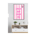 Safir Design Lüks Pembe ve Beyaz Dikey Çizgili Motivasyon Tablosu | Modern Çerçeveli Tablo