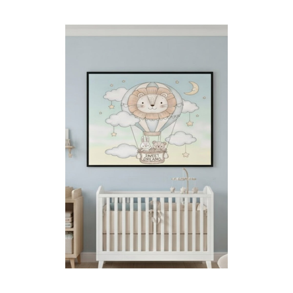Safir Design Bebek Odası Tablo, Tatlı Rüyalar Temalı Hayvan Figürlü Çerçeveli Tablo, Çocuk Odası Tablo