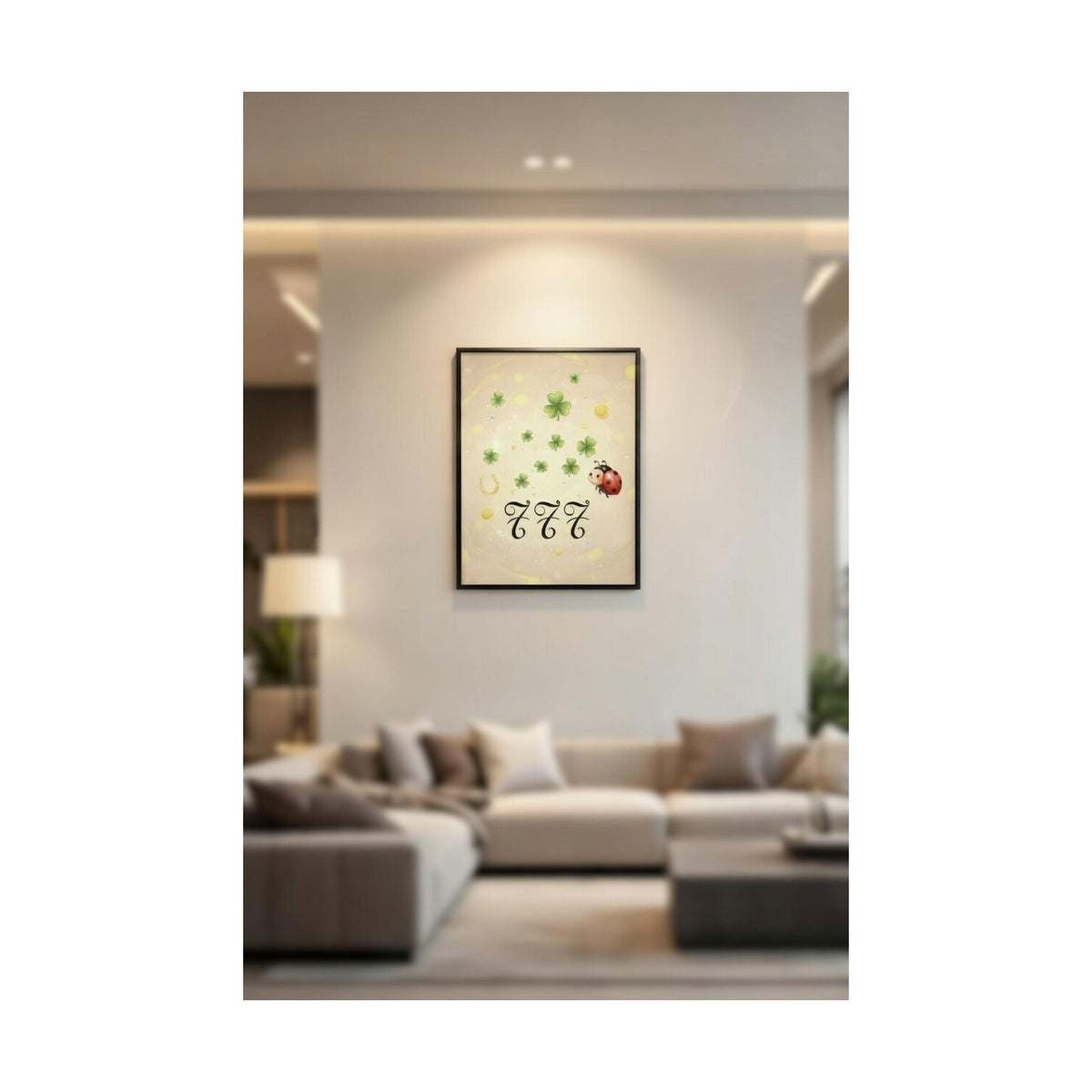 Safir Design Lüks Kırmızı ve Yeşil Uğur Böceği Bolluk Bereket Çeken Tablo | Modern Çerçeveli Tablo
