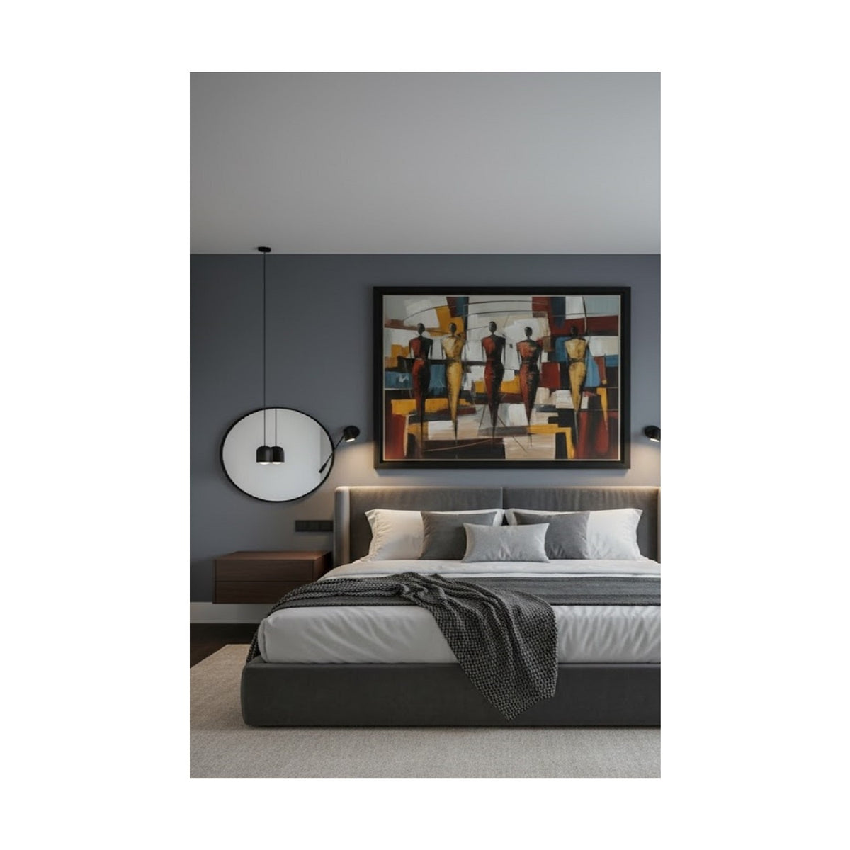 Safir Design Minimalist Hatlara Sahip Insan Formları Içeren Estetik Çerçeveli Tablo