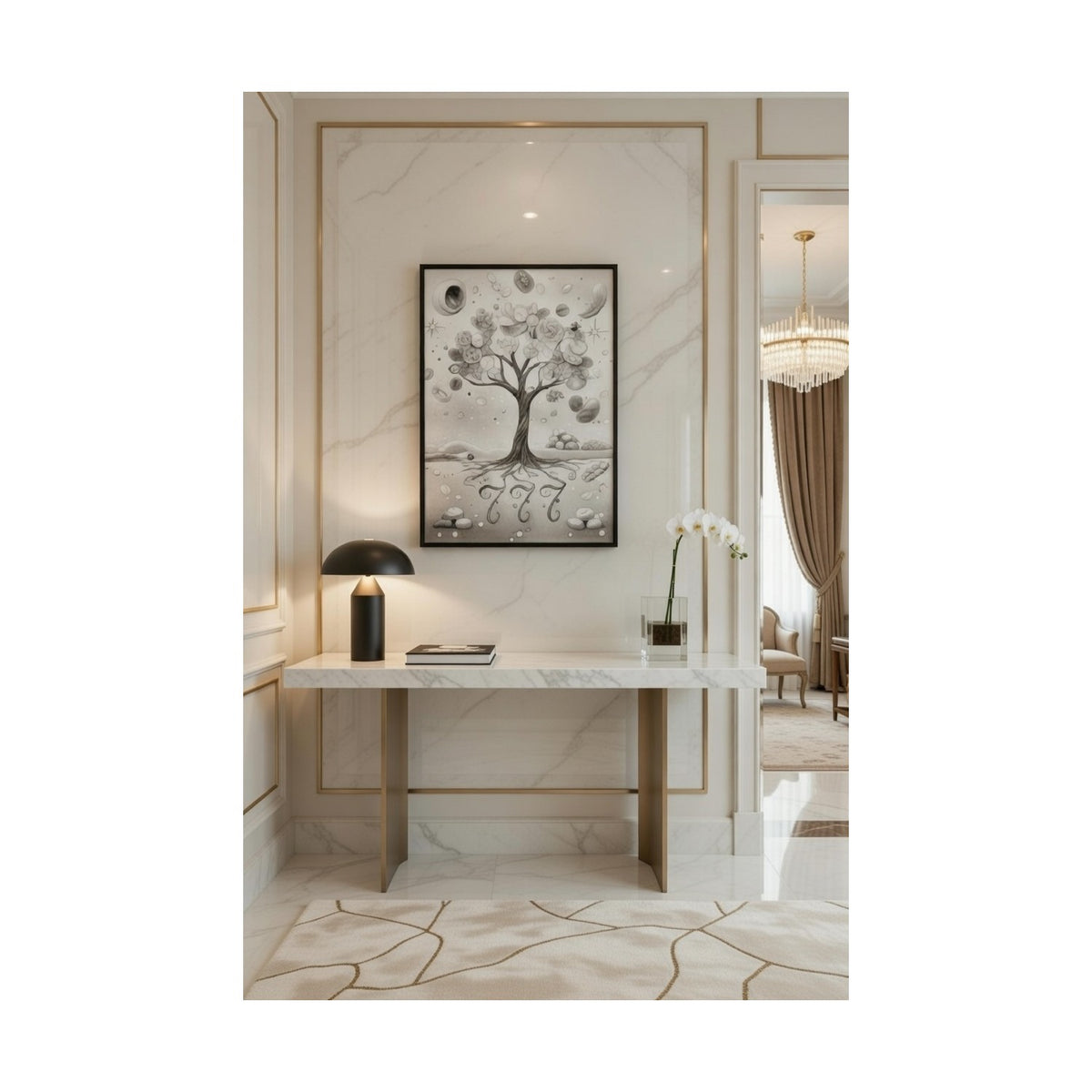 Safir Design Para Mıknatısı ve Pozitif Enerji Odaklı Dekoratif Çerçeveli Tablo