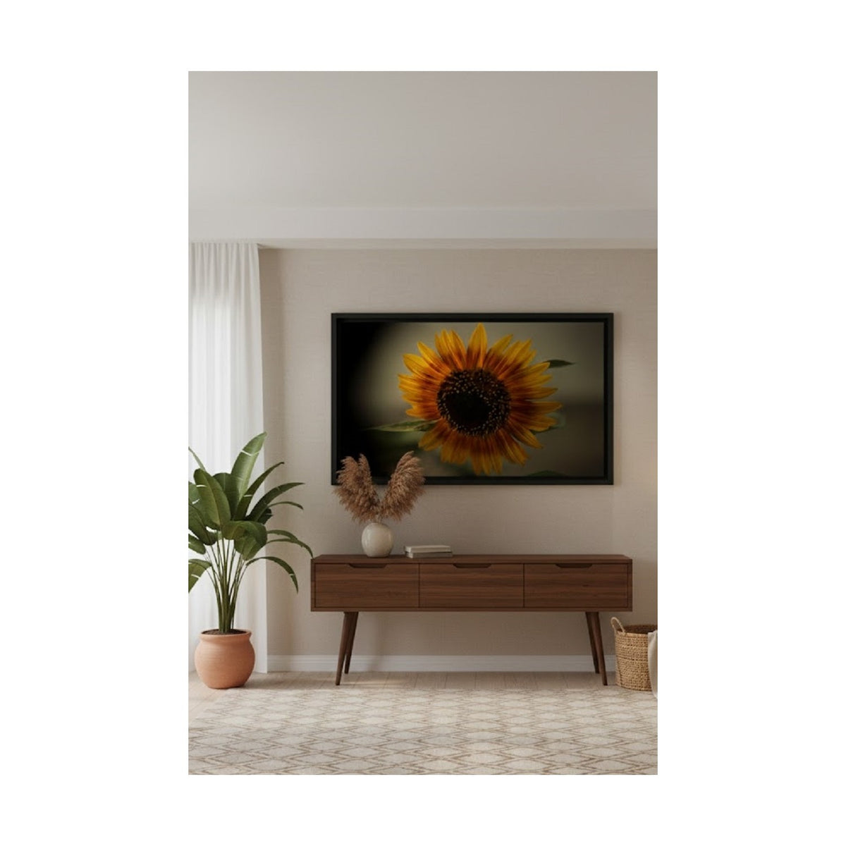 Safir Design Modern ve Rustik Dekoratif Ayçiçeği Çerçeveli Tablo
