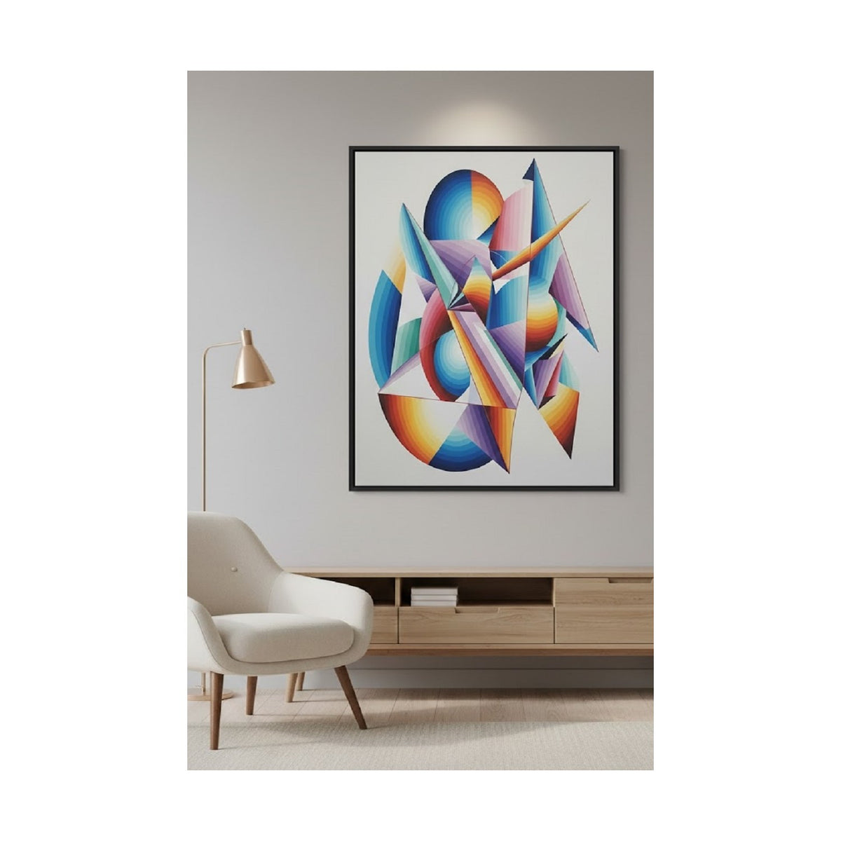 Safir Design Modern Sanat Serisi,çok Renkli Geometrik Figürlü Çerçeveli Tablo