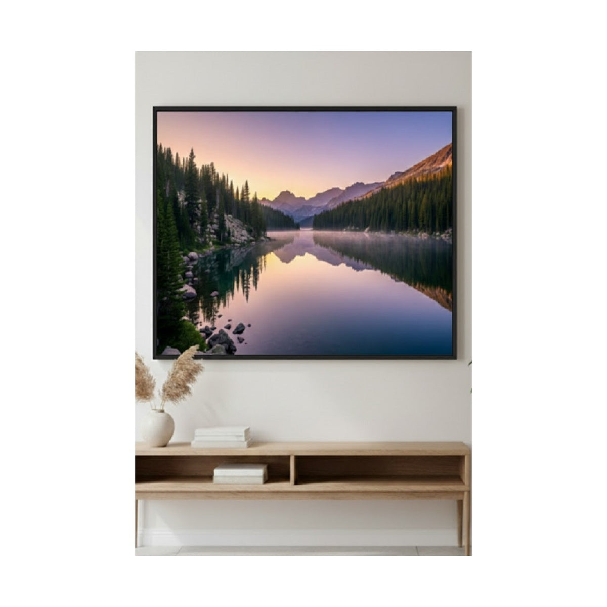 Safir Design Huzur Temalı Gün Doğumu ve Çam Ormanı Çerçeveli Tablo