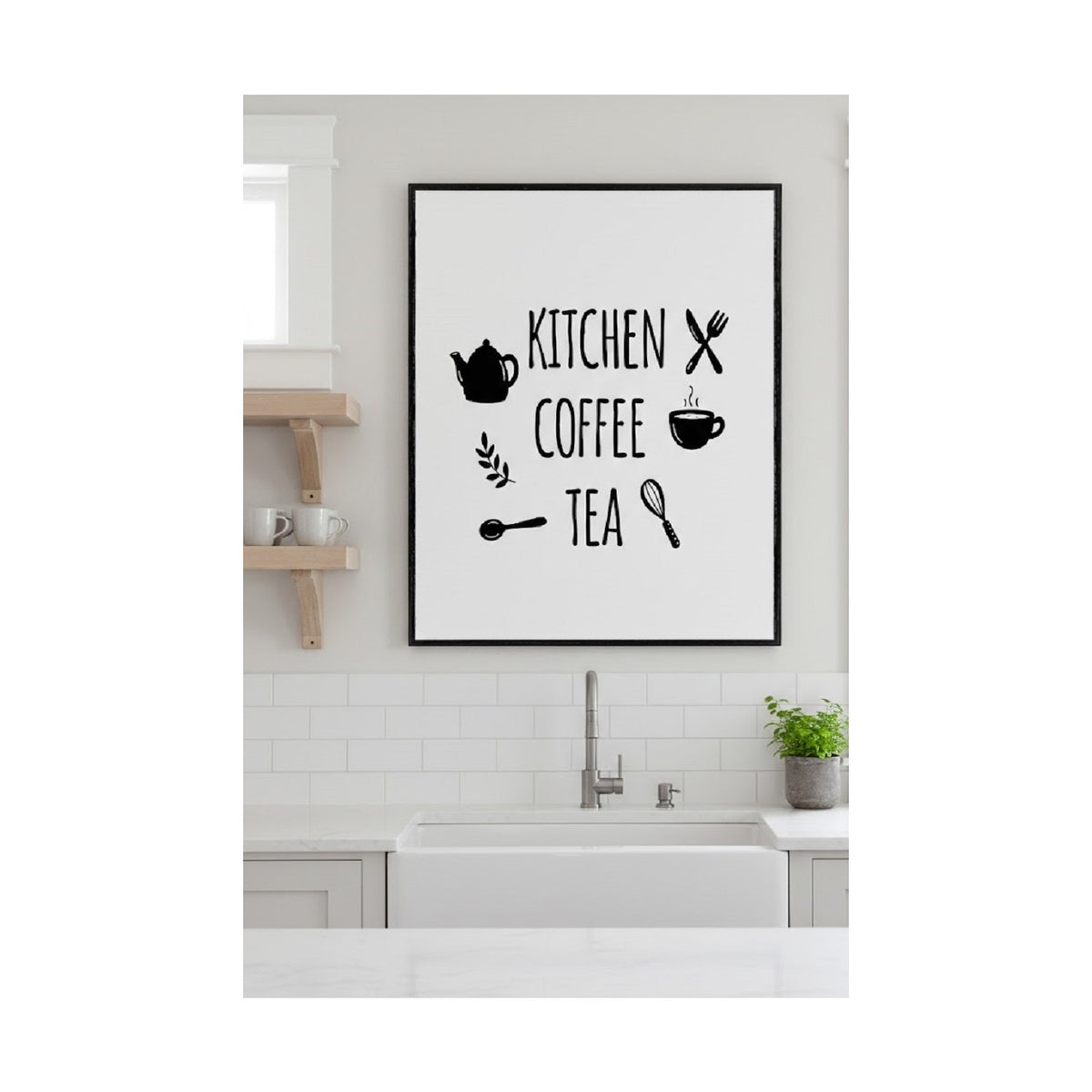 Safir Design Modern Mutfak Sanatı,kitchen Coffee Tea Yazılı Çerçeveli Tablo