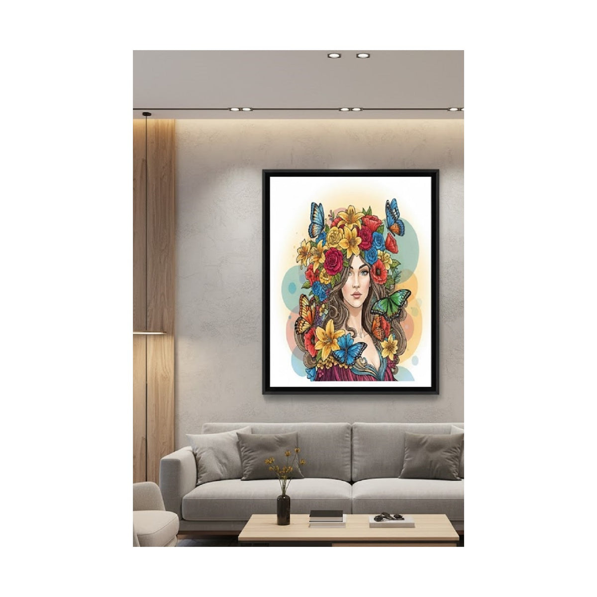 Safir Design Mistik Zarafet,pastel Tonlarda Kadın Portresi Çerçeveli Tablo