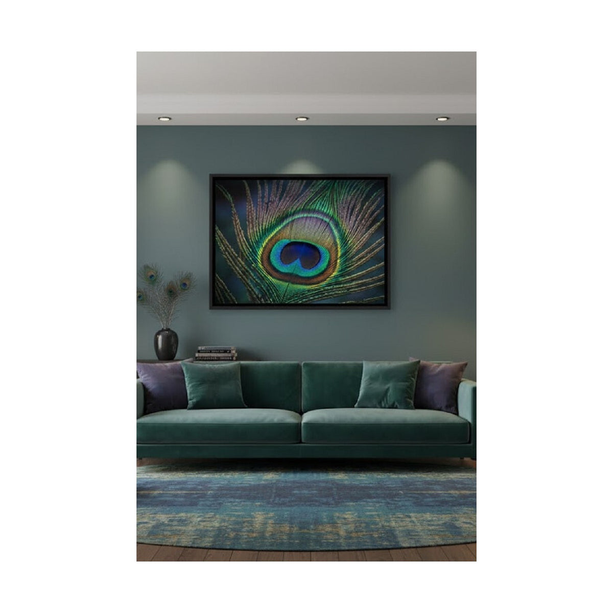 Safir Design Modern Sanat Serisi Ikonik Tavus Kuşu Deseni Çerçeveli Tablo