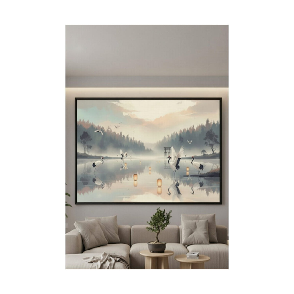 Safir Design Huzur Veren Pastel Tonlarda Mistik Doğa Manzaralı Çerçeveli Tablo