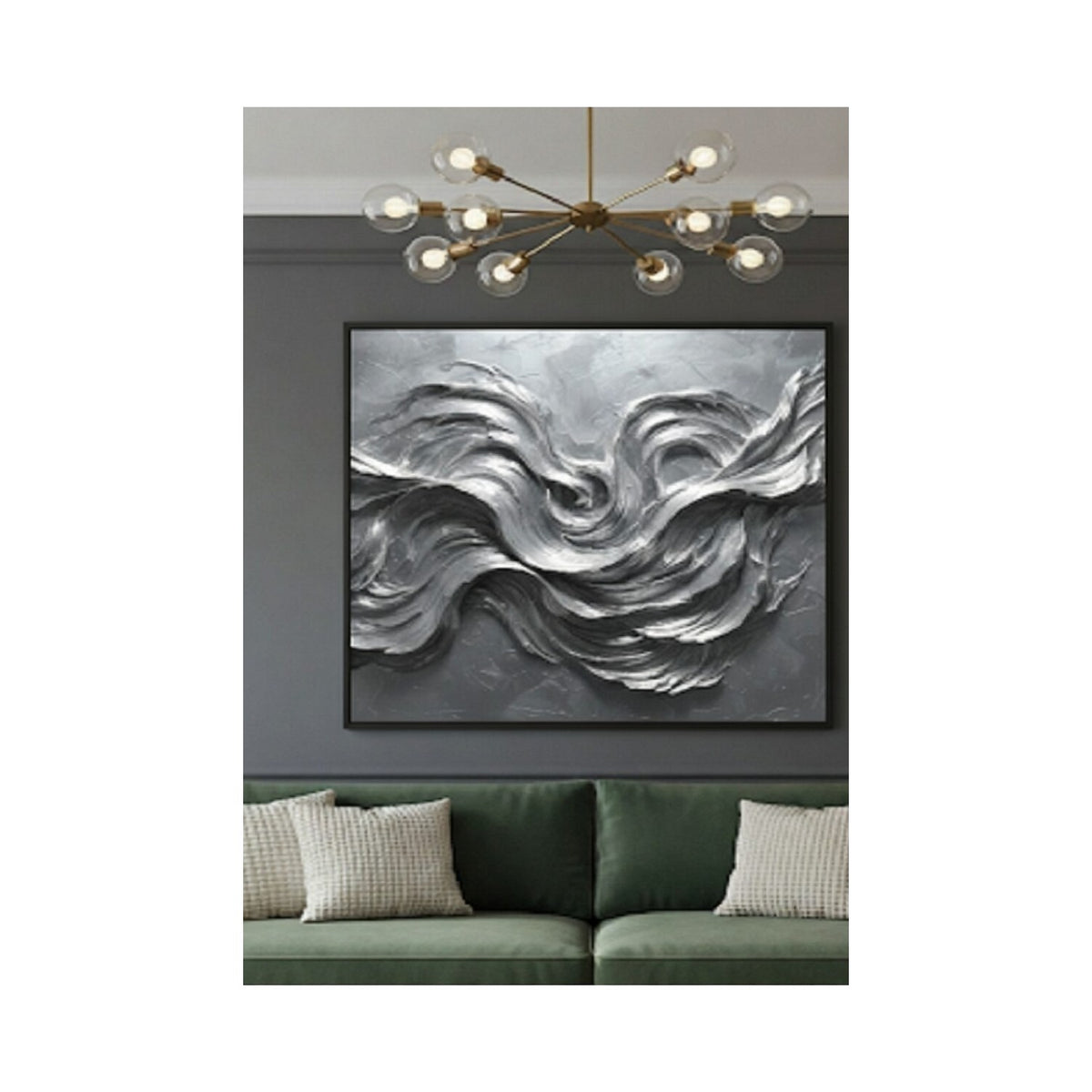 Safir Design Antrasit ve Metalik Gri Hareli Çerçeveli Tablo