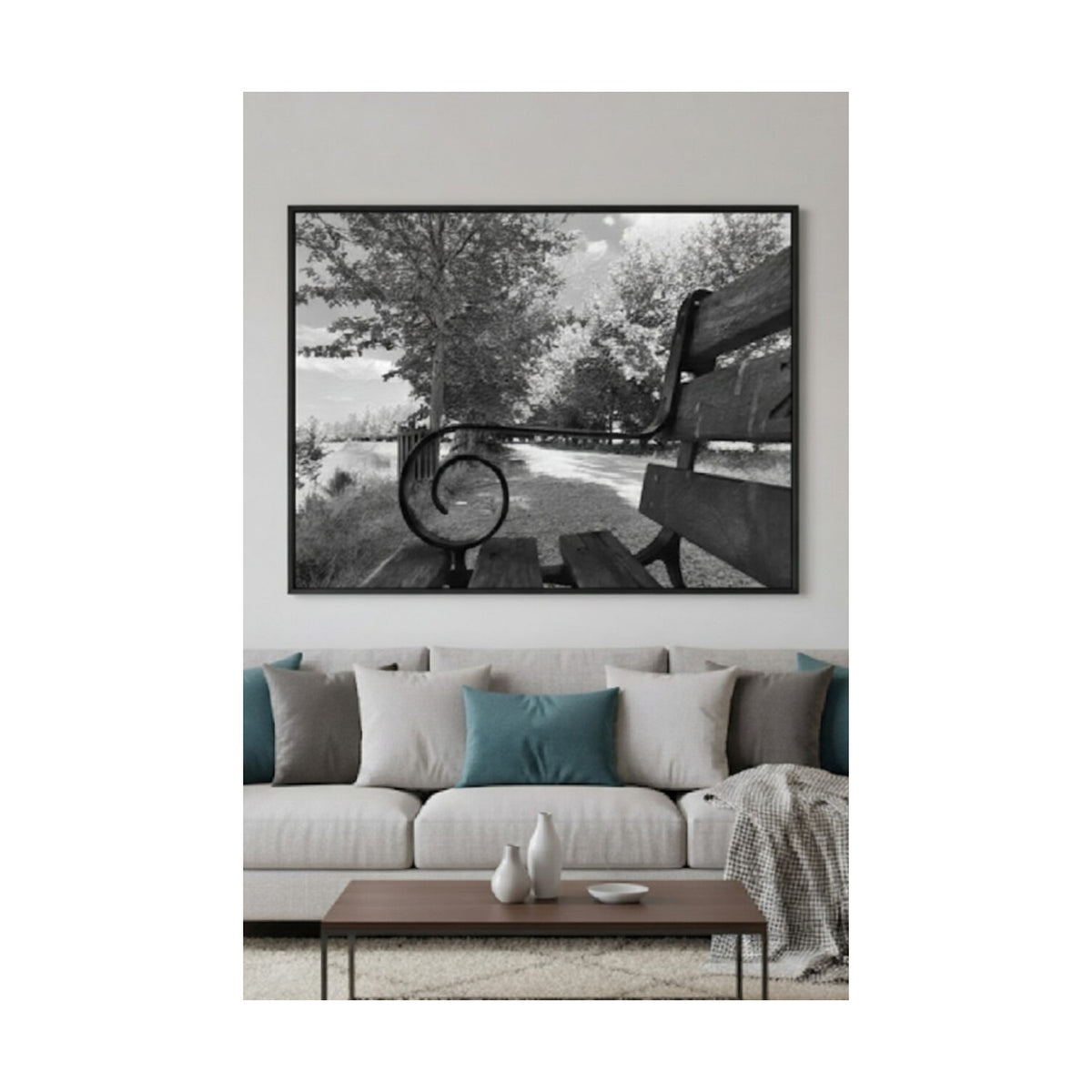Safir Design Siyah Beyaz Doğa Manzaralı Dekoratif Çerçeveli Tablo