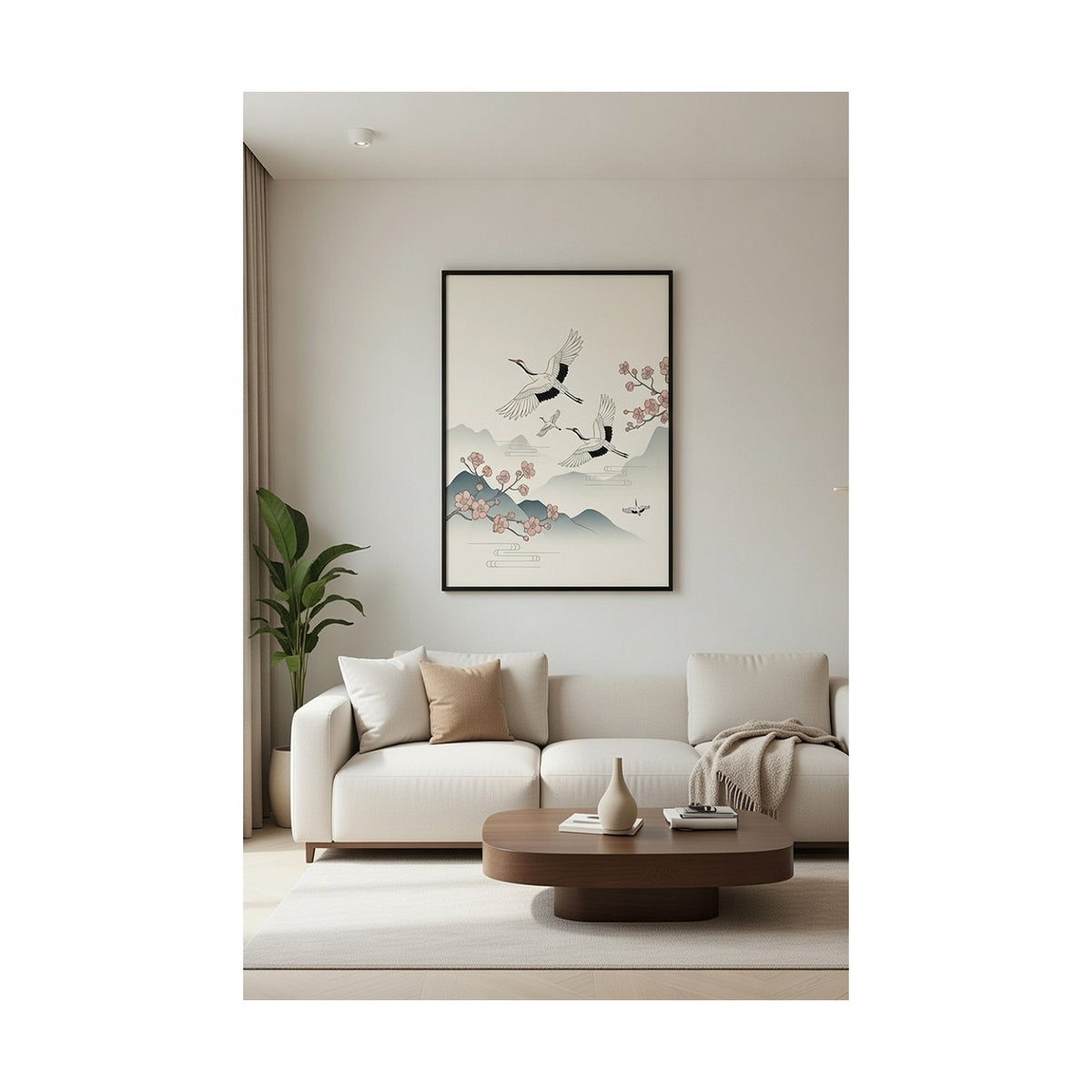 Safir Design Japondi Stili Turna Kuşları Temalı Çerçeveli Tablo