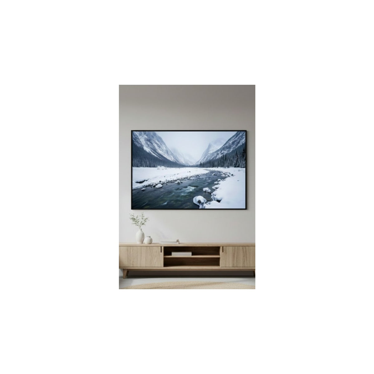 Safir Design Iskandinav Tarzı Kış Mevsimi ve Buzul Vadisi Temalı Çerçeveli Tablo