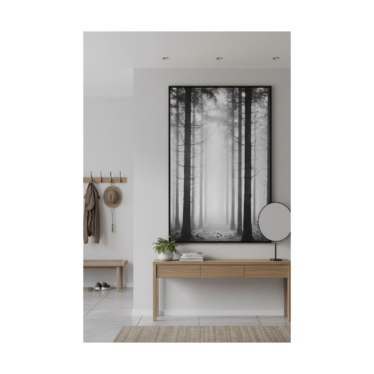Safir Design Sisli Çam Ağaçları Temalı Modern Çerçeveli Tablo