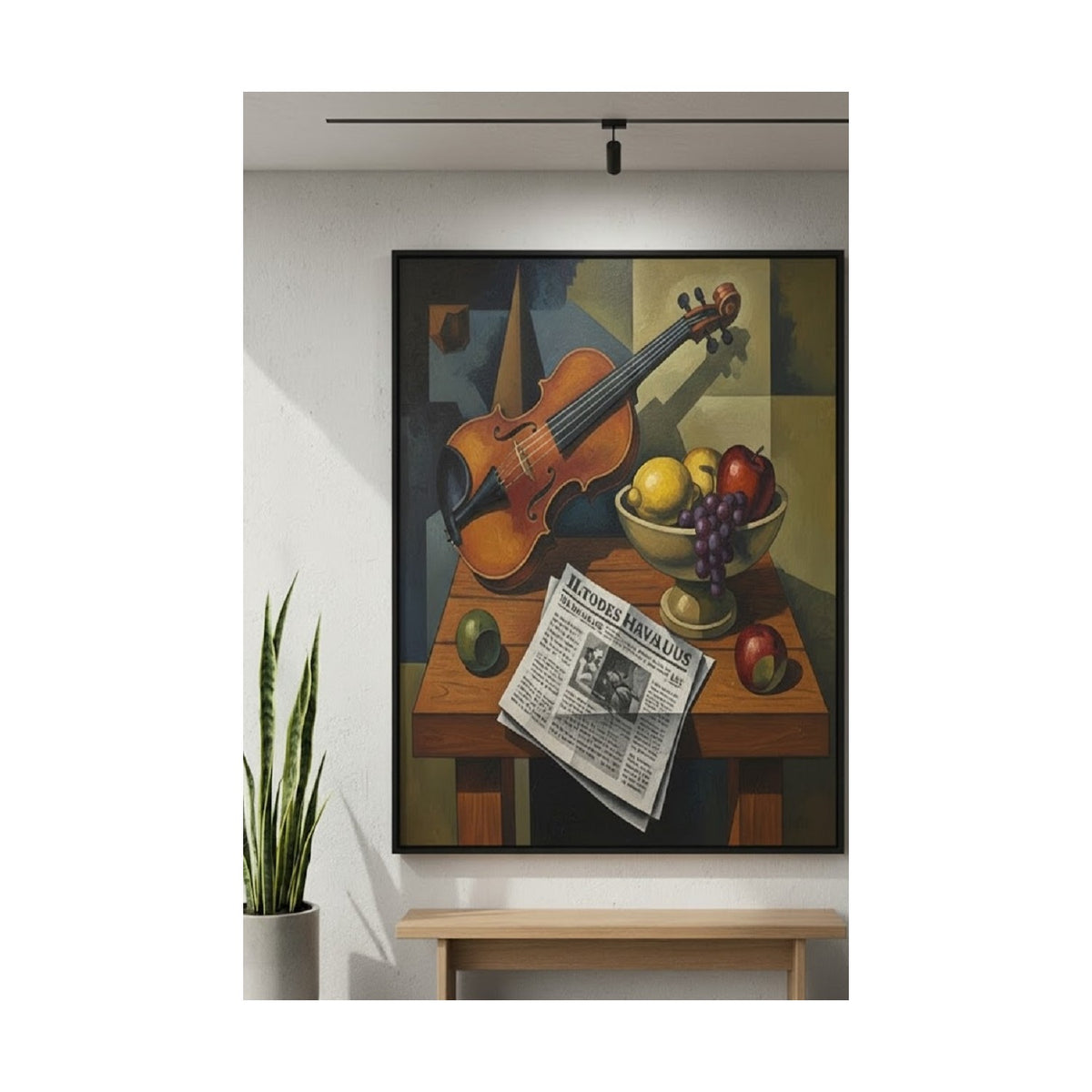 Safir Design Kübist Esintili Müzik ve Doğa Temalı Dekoratif Çerçeveli Tablo