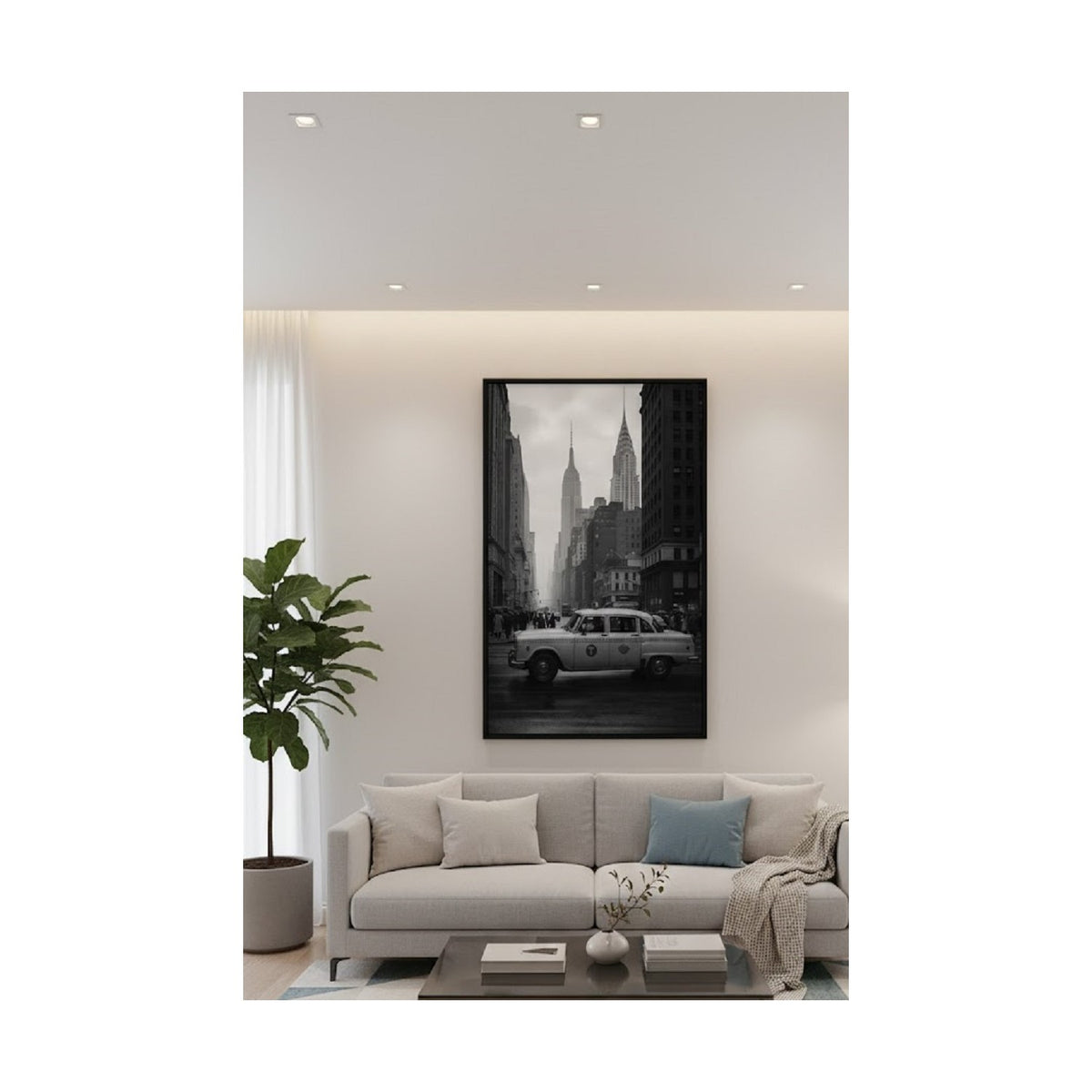 Safir Design Klasik New York Caddesi ve Chrysler Binası Temalı Çerçeveli Tablo