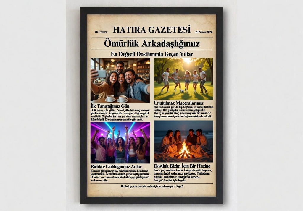 Safir Design Kişiye Özel Anı Gazetesi Çerçeveli Tablo-Kişiye Özel Tasarım Hatıra Gazetesi Tablo-Hediye Tablo