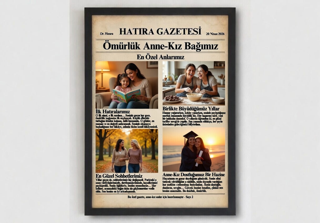 Safir Design Kişiye Özel Anı Gazetesi Çerçeveli Tablo-Kişiye Özel Tasarım Hatıra Gazetesi Tablo-Hediye Tablo