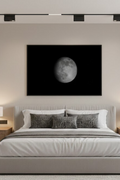 Safir Design Modern Parlayan Ay Temalı Siyah Çerçeveli Tablo