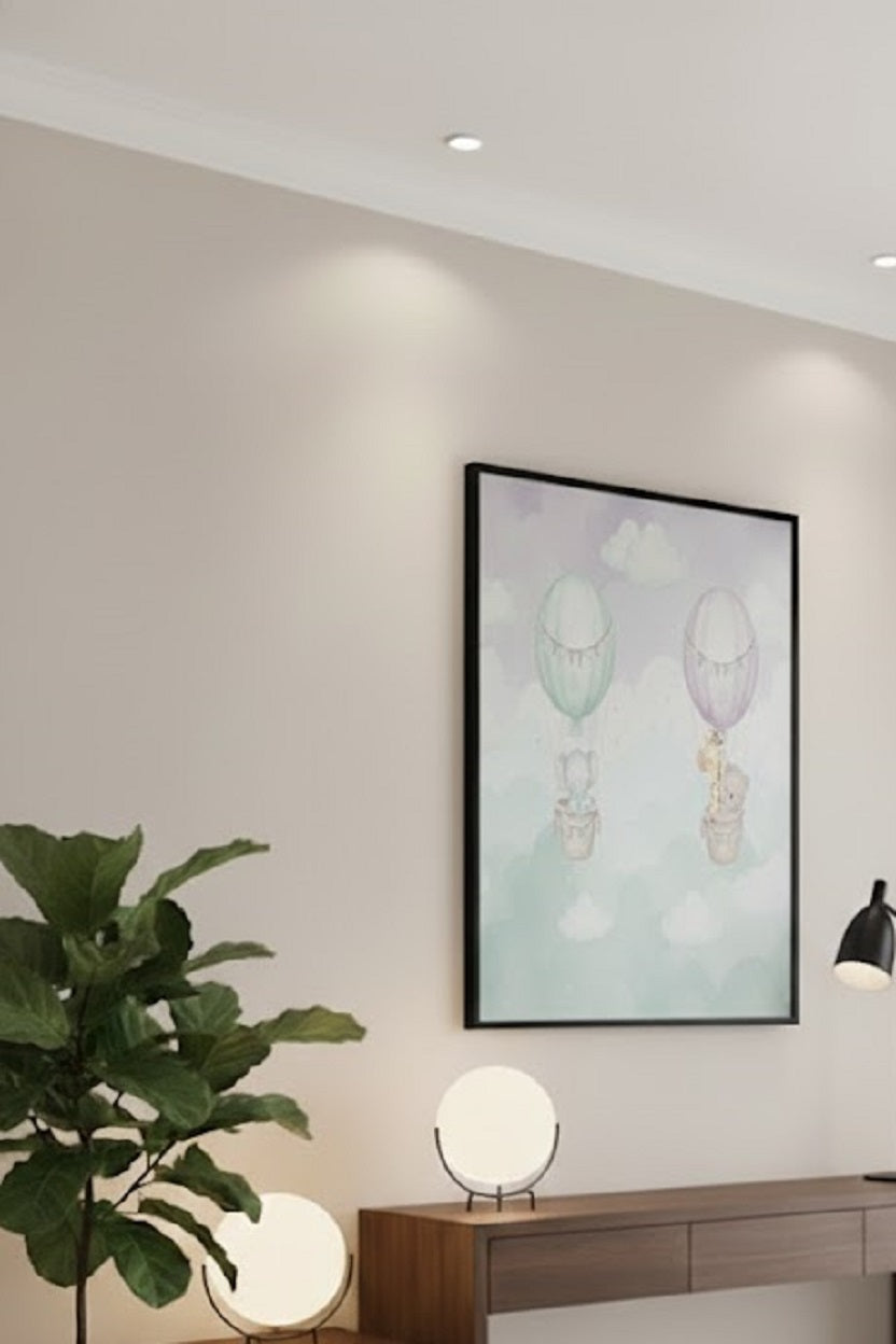 Safir Design Sevimli Fil ve Zürafa Uçan Balon Çerçeveli Tablo