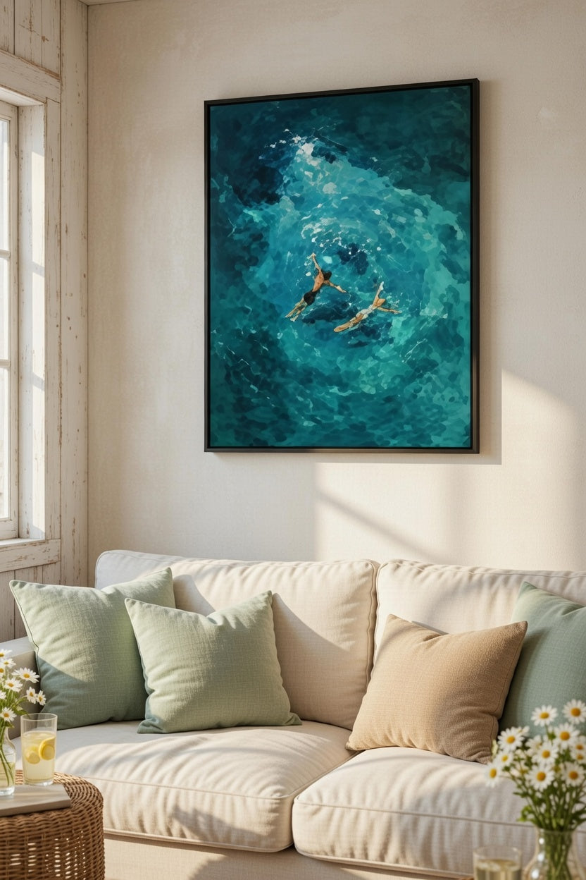 Safir Design Mavi Deniz Temalı Şık Çerçeveli Tablo