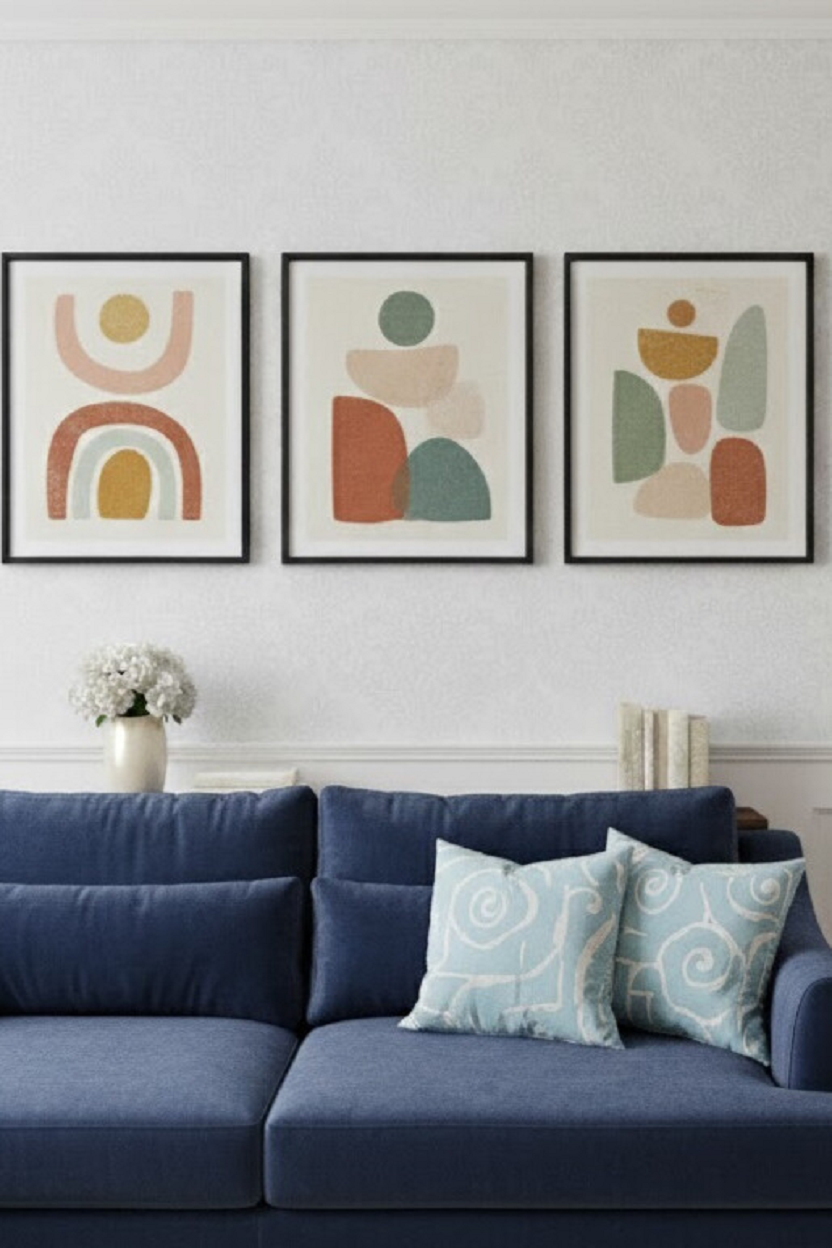 Safir Design Modern Boho Tarzı 3'lü Çerçeveli Tablo Seti