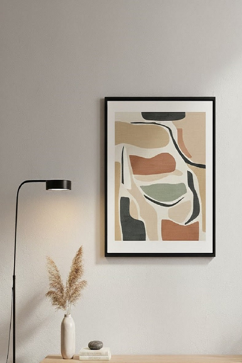 Safir Design Bej ve Kiremit Renkli Minimalist Çerçeveli Dekoratif Tablo