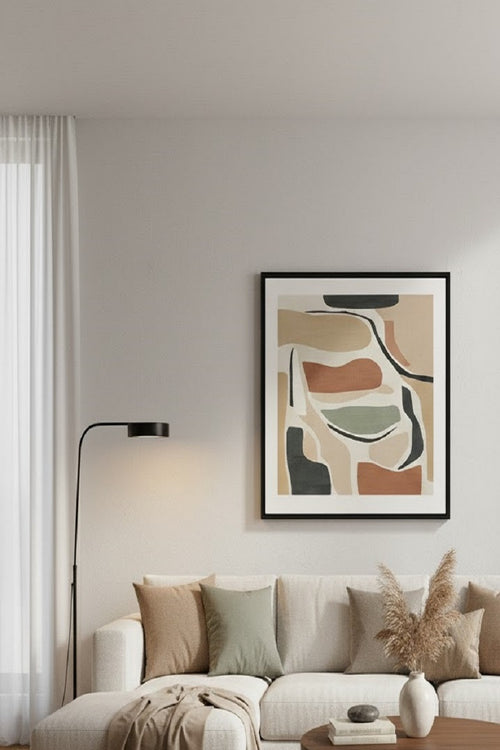 Safir Design Bej ve Kiremit Renkli Minimalist Çerçeveli Dekoratif Tablo