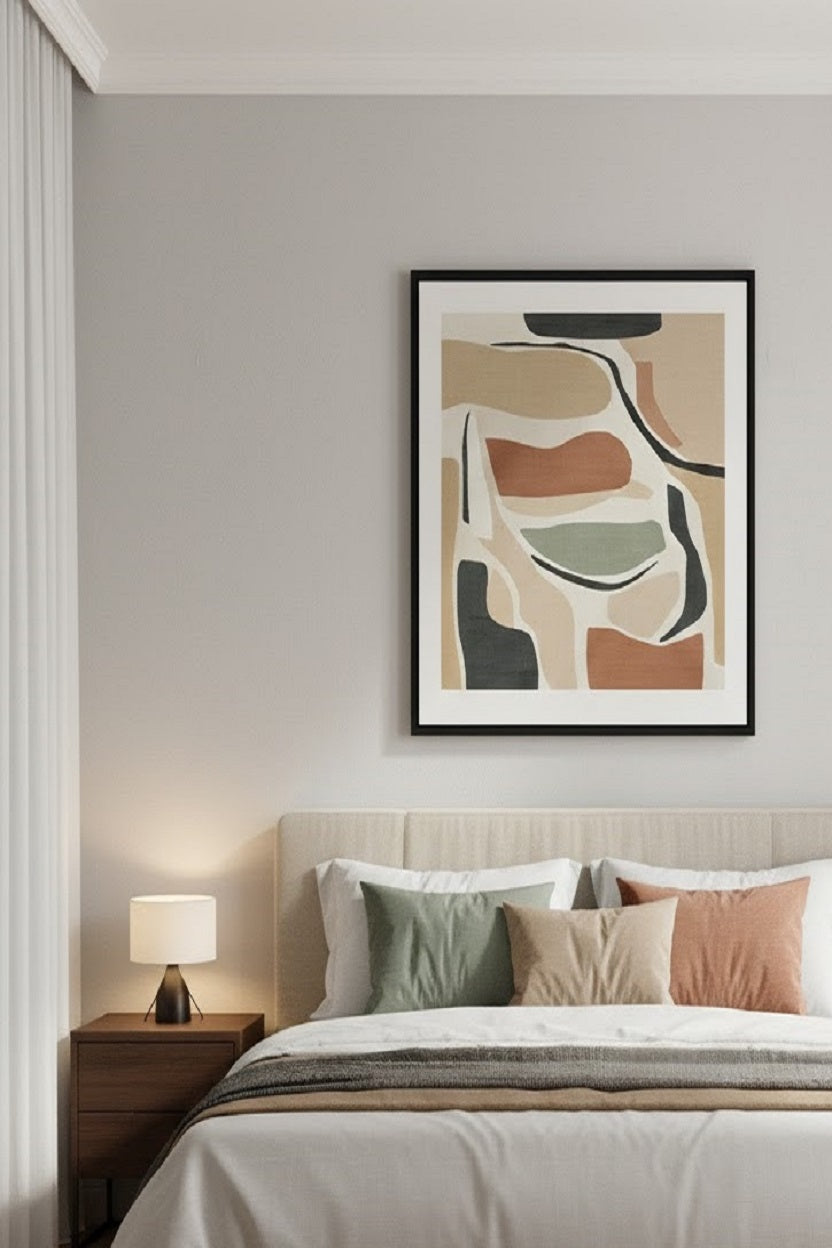 Safir Design Bej Kiremit Renkli Minimalist Çerçeveli  Tablo