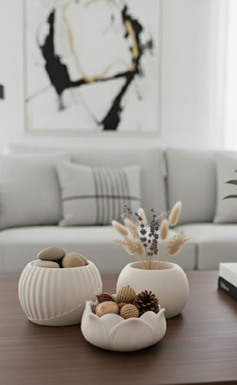 Safir Design Modern El Yapımı Dekoratif Kase Seti 3lü