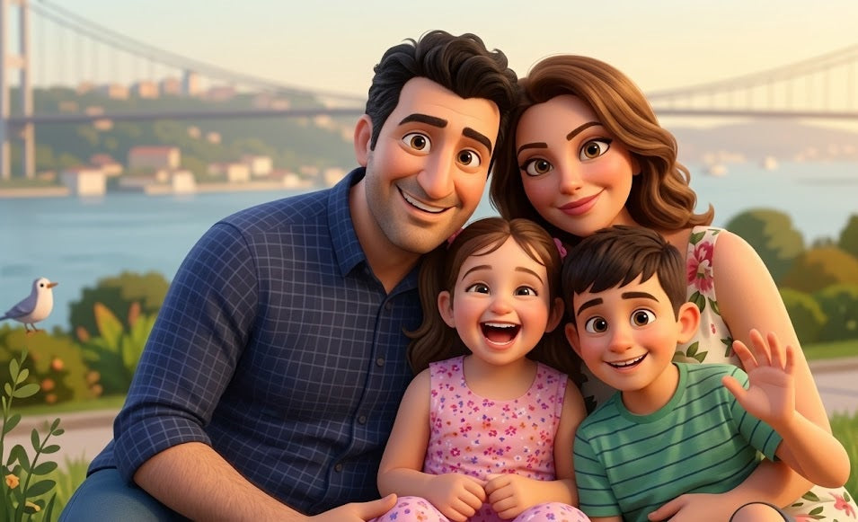 Kişiye Özel Fotoğraftan Animasyon Karakter Posterli Ahşap Çerçeveli