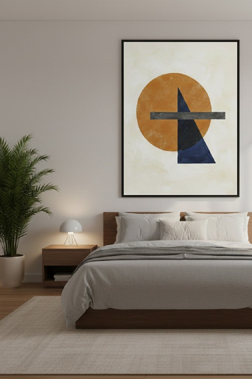 Safir Design Minimalist Geometrik Kompozisyon Şık Çerçeveli Tablo