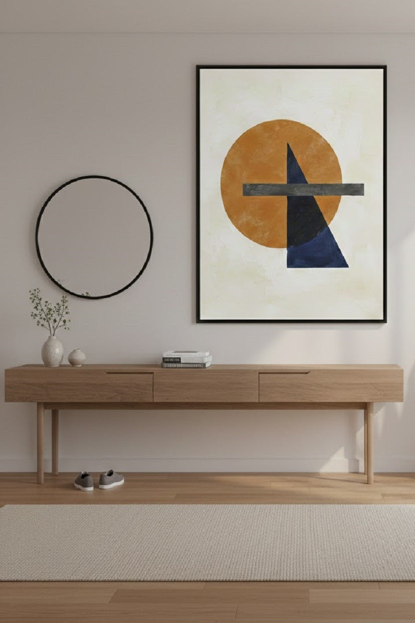 Safir Design Minimalist Geometrik Kompozisyon Şık Çerçeveli Tablo