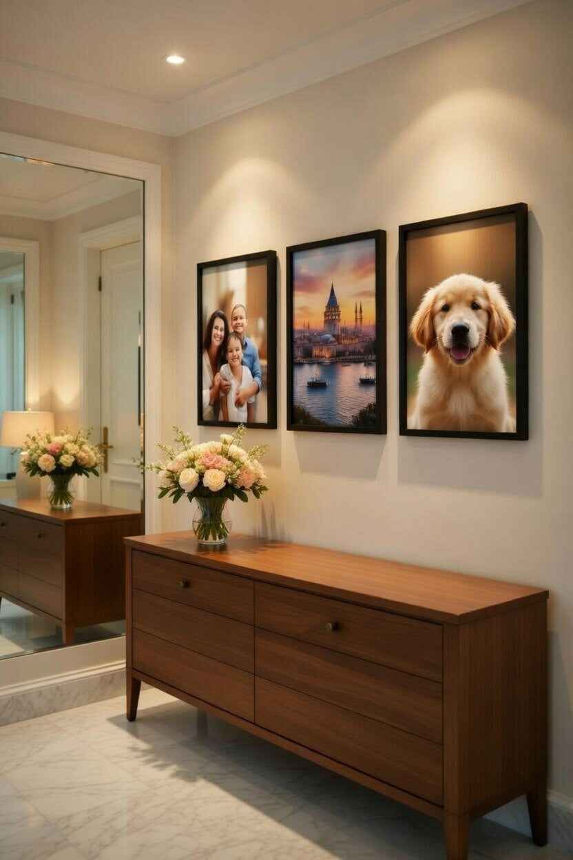 Modern Siyah Ahşap Duvar Çerçevesi 3lü Set - Yatak Odası ve Salon Galeri Duvarı Seti