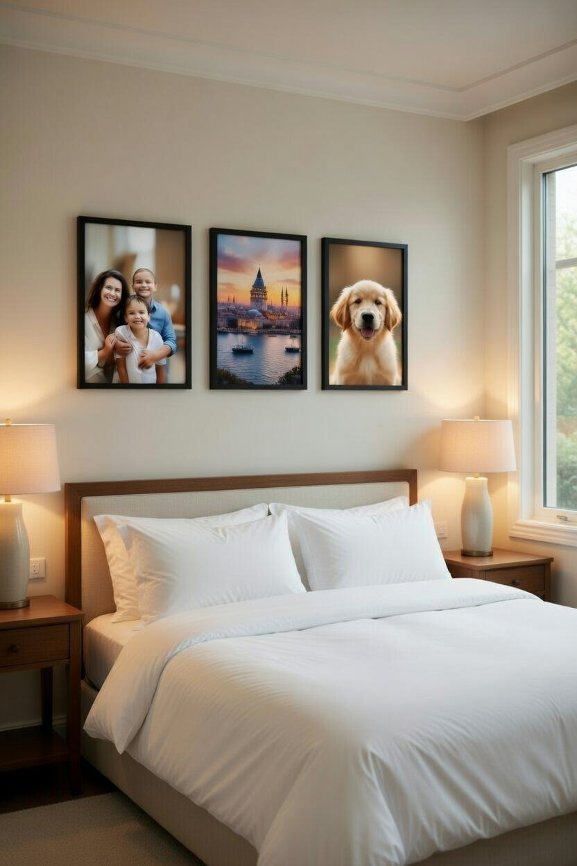 Modern Siyah Ahşap Duvar Çerçevesi 3lü Set - Yatak Odası ve Salon Galeri Duvarı Seti