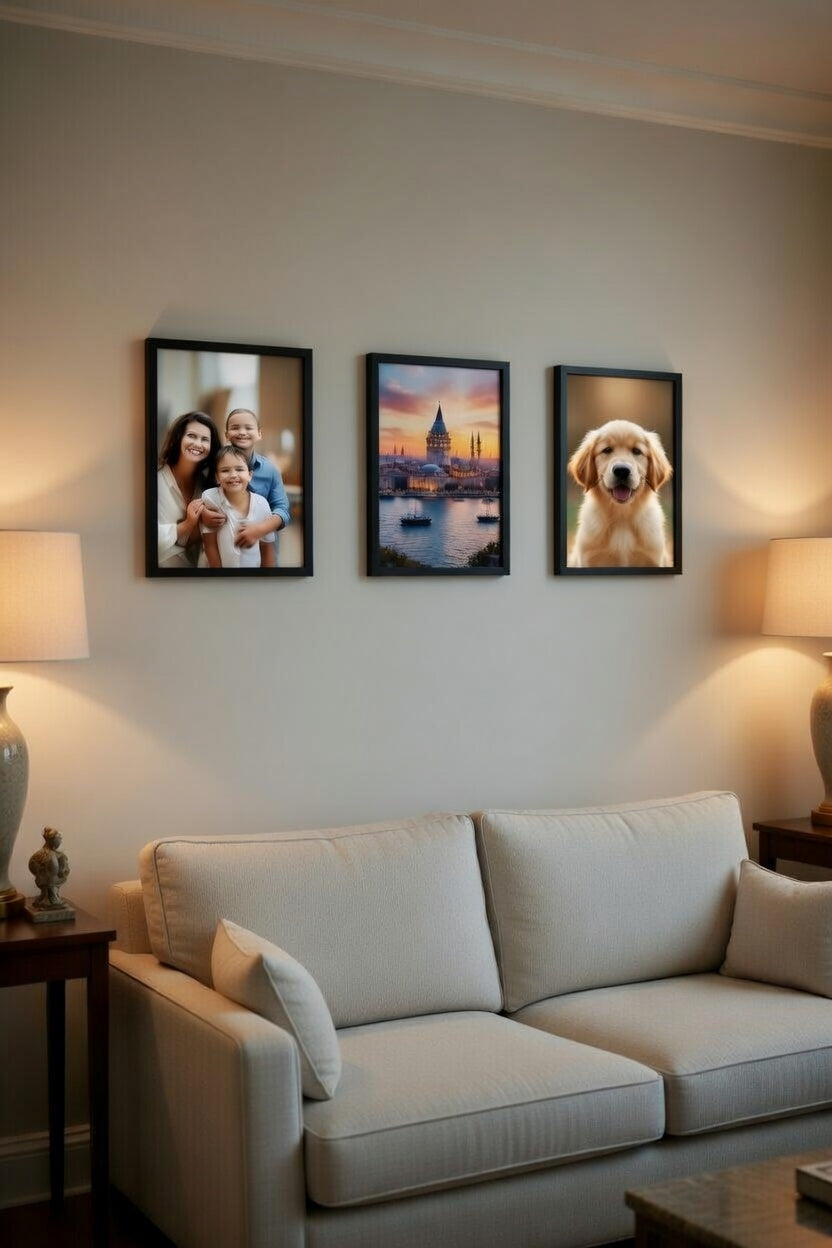 Modern Siyah Ahşap Duvar Çerçevesi 3lü Set - Yatak Odası ve Salon Galeri Duvarı Seti
