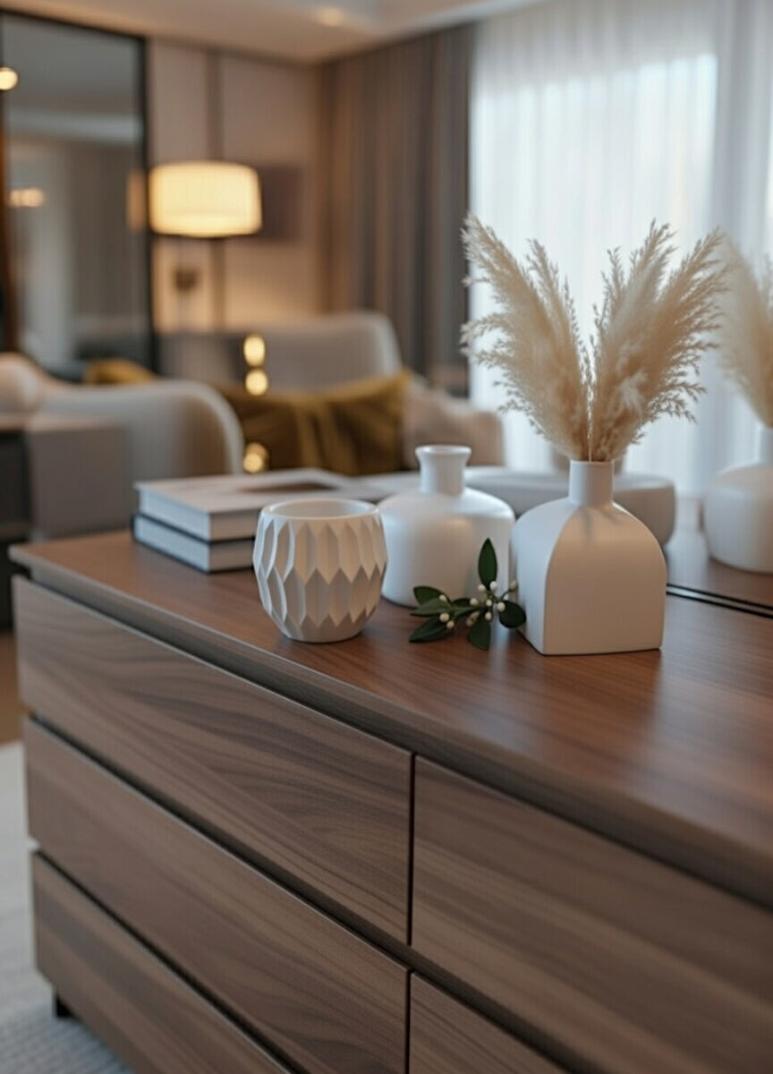 Safir Design Pampaslı 3'lü Beyaz Vazo Seti - Minimalist Ev Dekoru