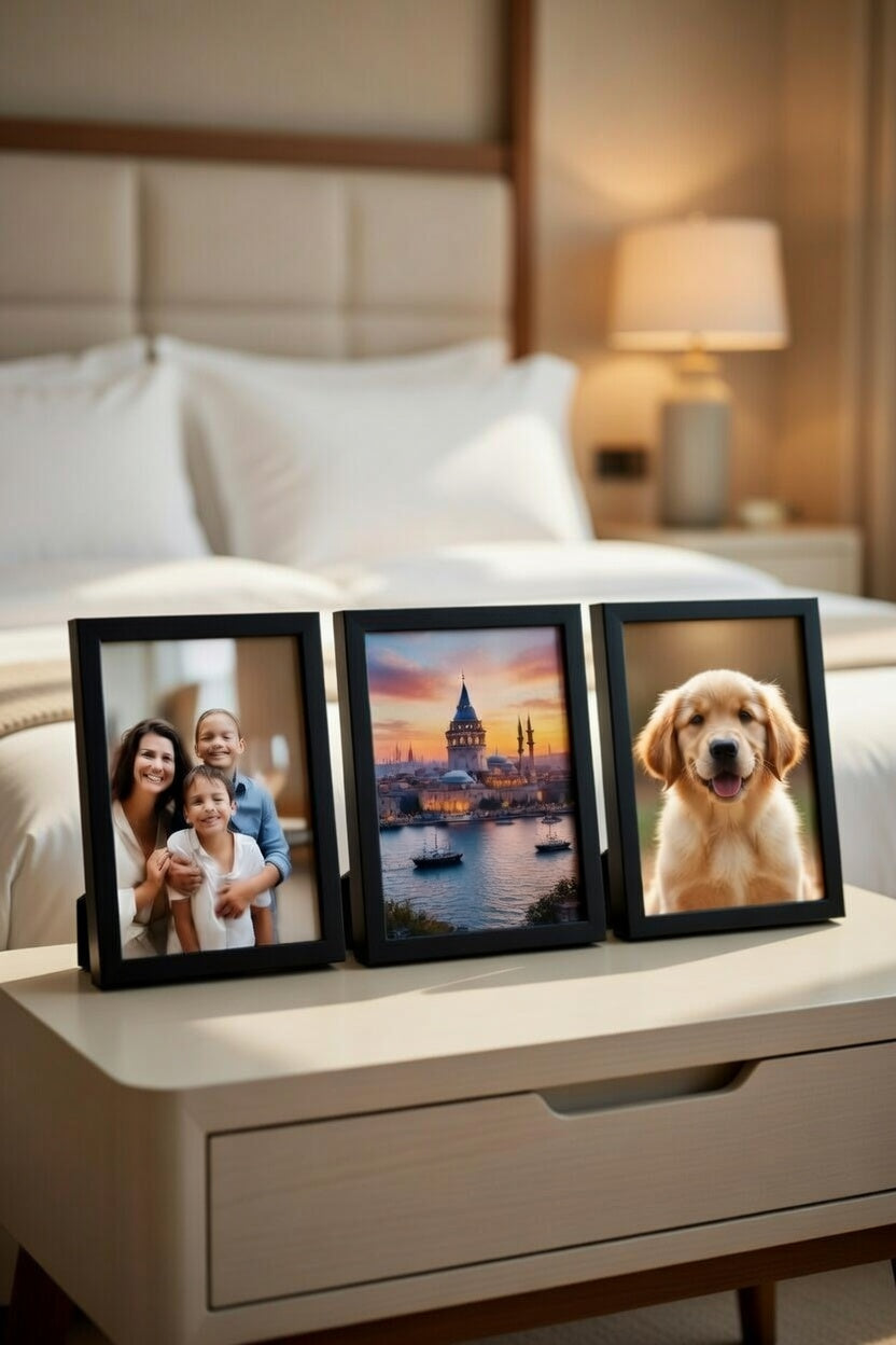 Modern Siyah Ahşap Fotoğraf Çerçevesi 3lü Set- Masa Üstü Dekoratif Çerçeve Seti