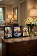 Modern Siyah Ahşap Fotoğraf Çerçevesi 3lü Set- Masa Üstü Dekoratif Çerçeve Seti