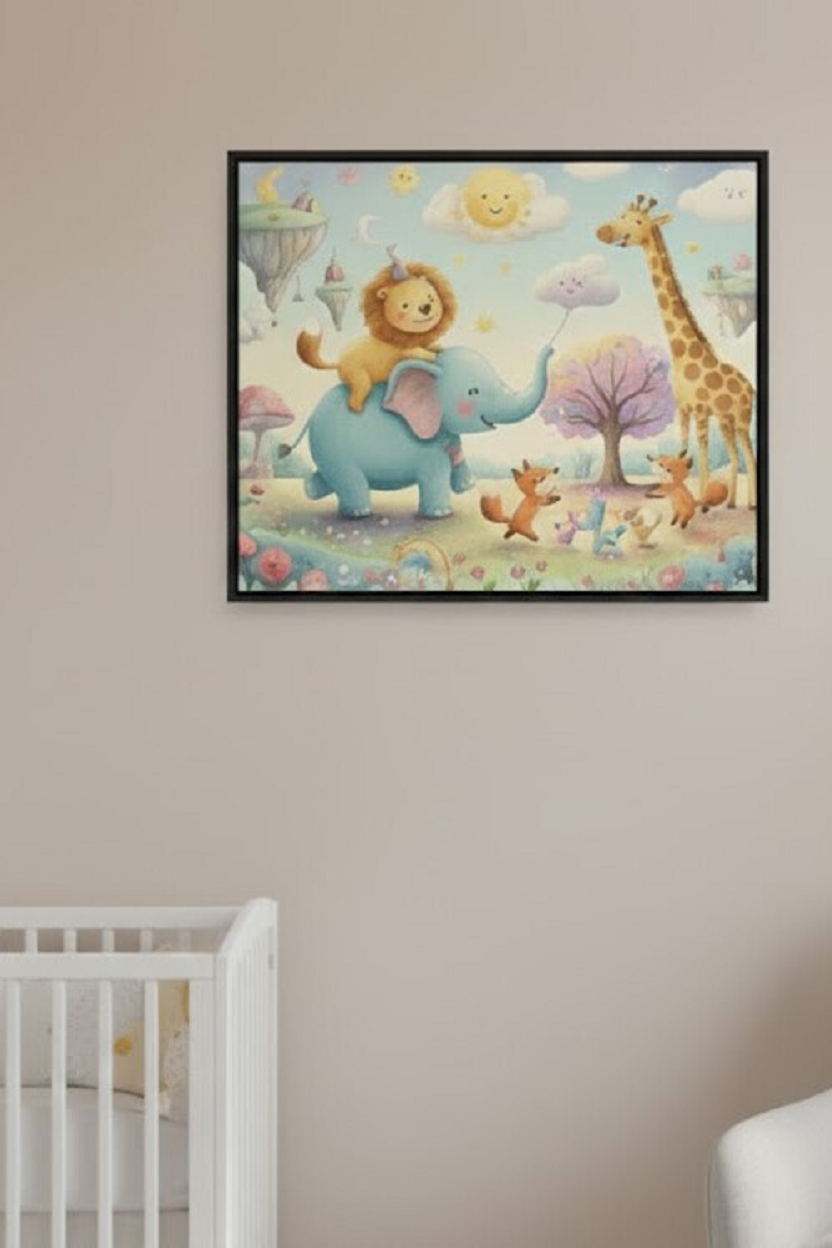 Safir Design Sevimli Hayvanlar Alemi Çerçeveli Çocuk Odası Tablosu