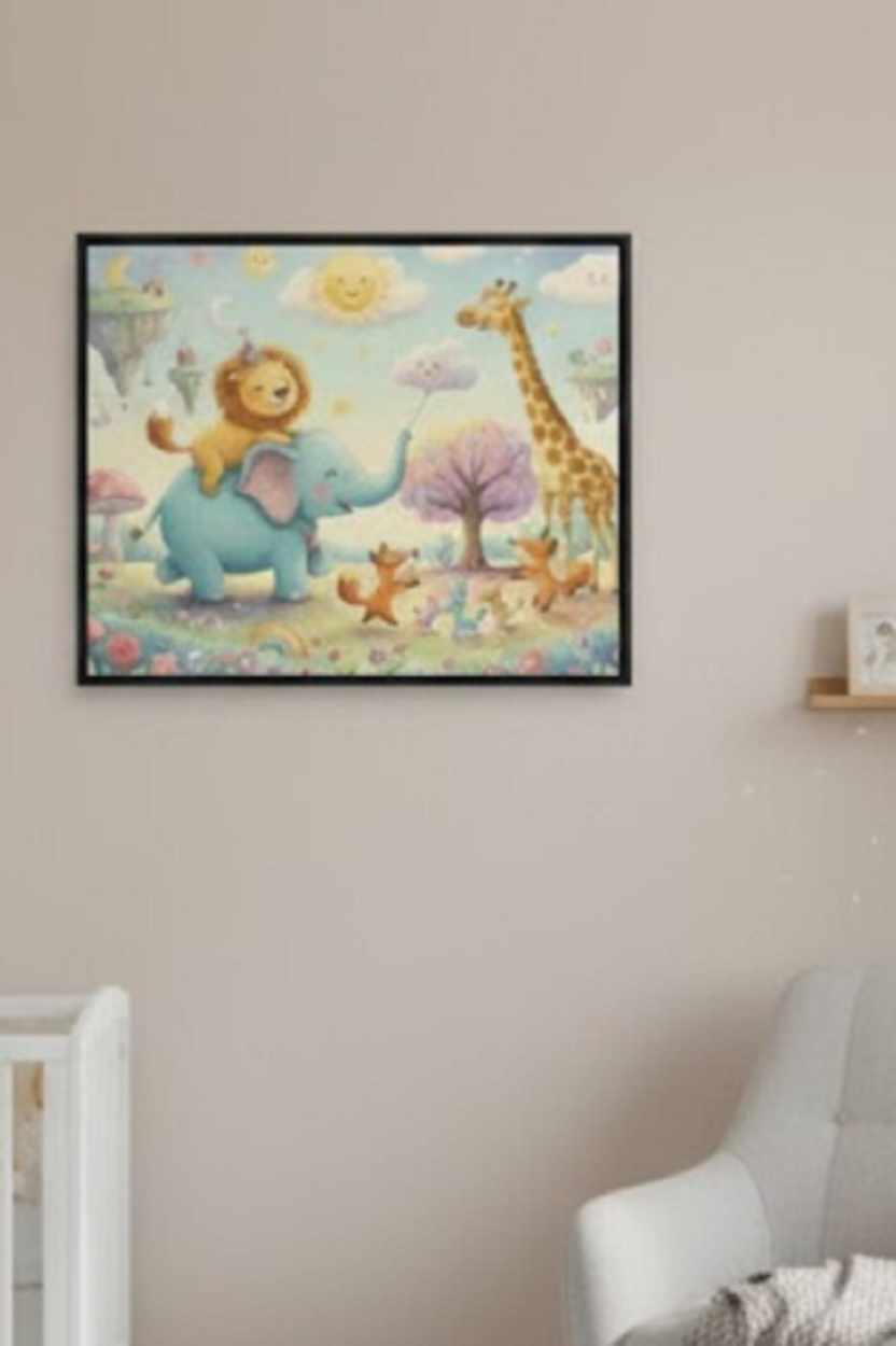 Safir Design Sevimli Hayvanlar Alemi Çerçeveli Çocuk Odası Tablosu