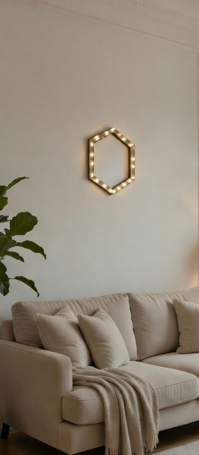 Safir Design Dekoratif LED Aydınlatmalı Altıgen Duvar Süsü