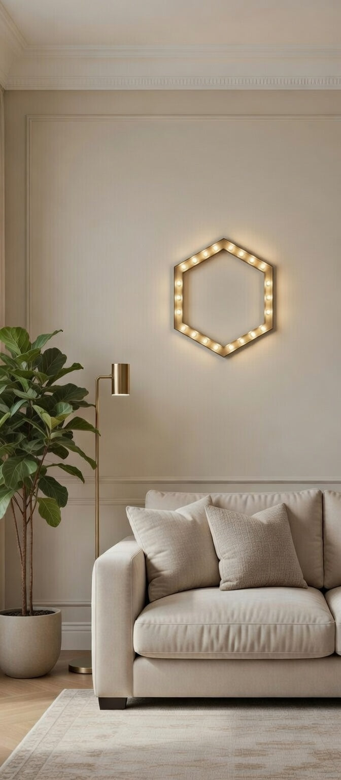 Safir Design Dekoratif LED Aydınlatmalı Altıgen Duvar Süsü