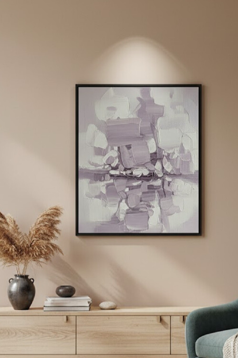Safir Design Modern Soft Eflatun Renk Etkili Çerçeveli Tablo
