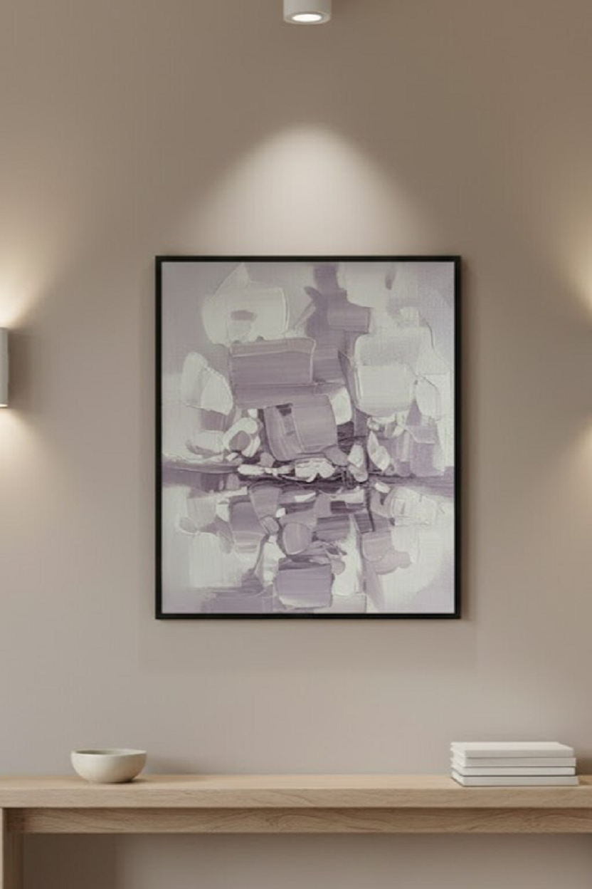 Safir Design Modern Soft Eflatun Renk Etkili Çerçeveli Tablo