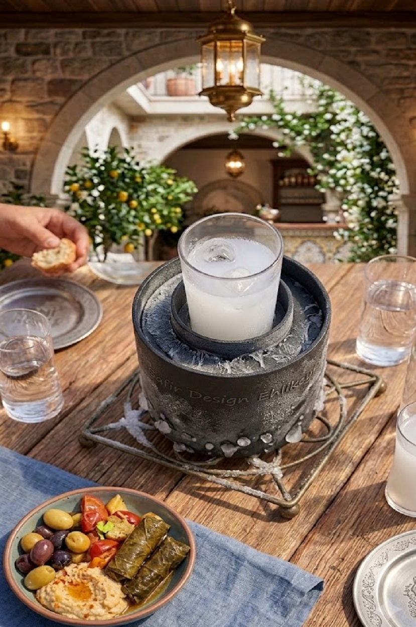 Özel Tasarım Siyah Rakı Bardağı Soğutucu Ehlikeyf – Hızlı Soğutma Hazneli Masaüstü Soğutucu