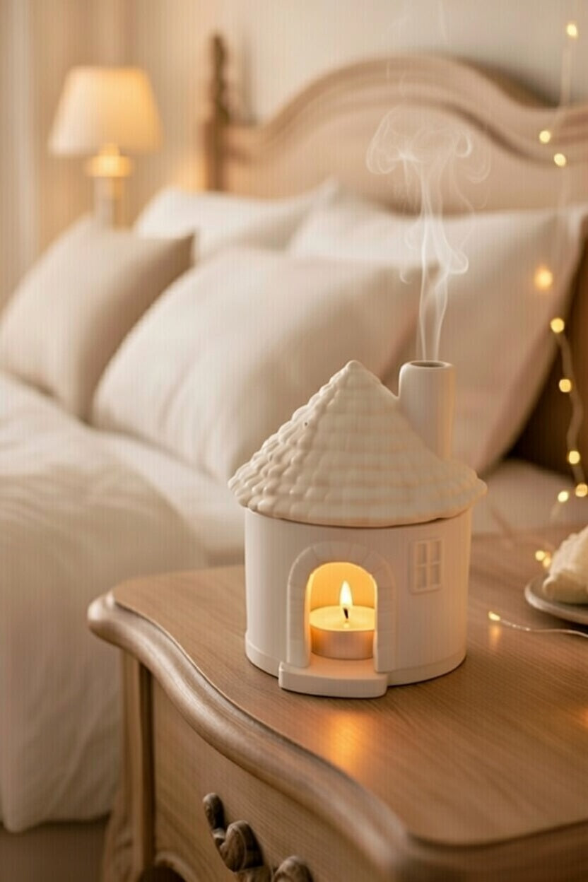 Safir Design  Sıcak Yuva Tasarım Mumluk - Tealight Mumlu Ev Mumluk