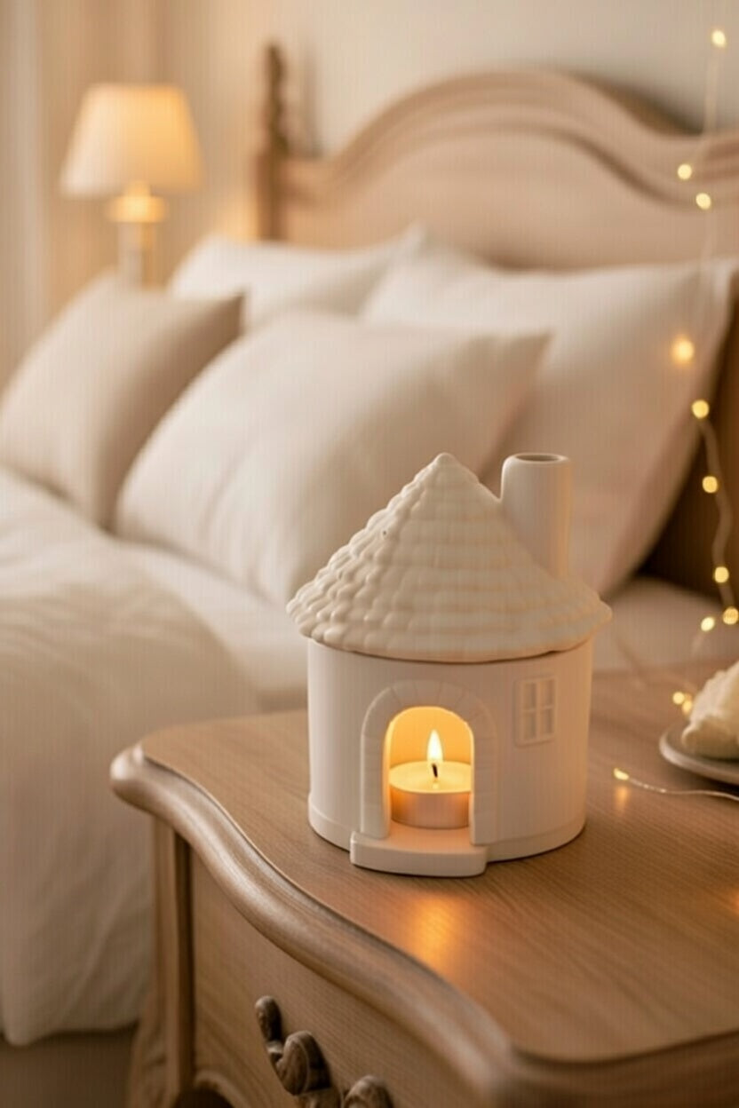 Safir Design  Sıcak Yuva Tasarım Mumluk - Tealight Mumlu Ev Mumluk