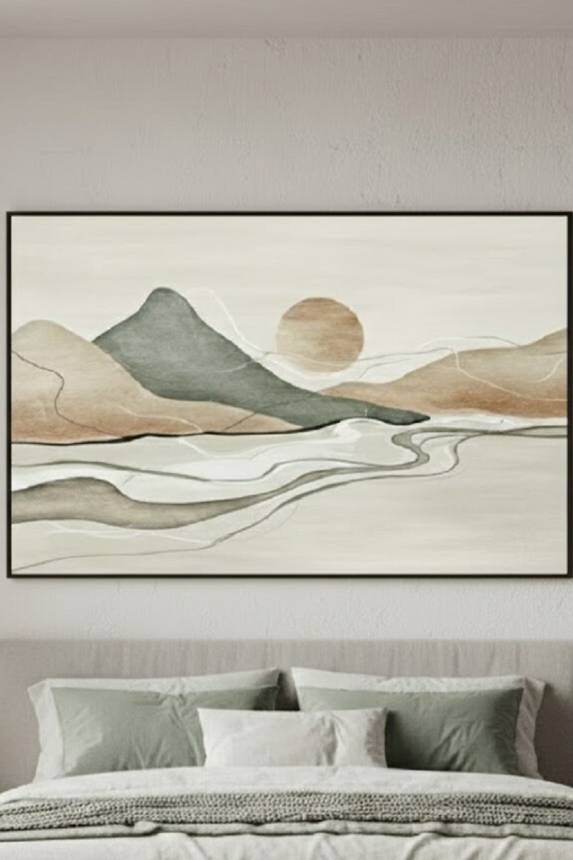 Safir Design  Doğa Manzarası Pastel Renkli Soyut Çerçeveli Tablo